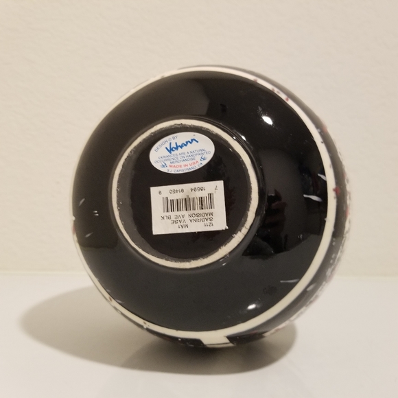 Checker Pattern Round Black Vase, Geometric Design Bud Vase Made in USA - Picture 4 of 11